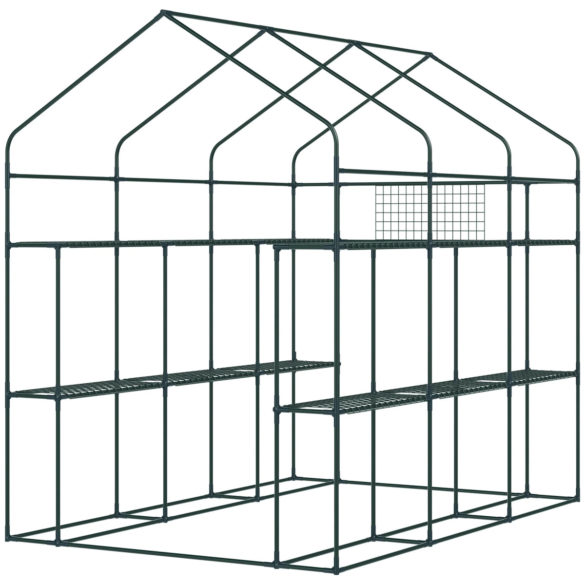 7' x 5' x 6' Greenhouse Warm House with 2-Tier Shelf Steel Frame PE Cover Green