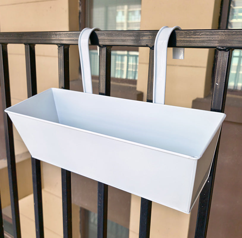 Outdoor Plants Planter Black Metal Iron Hanging Flower Pots Decks Railings Fence Buckets Modern Boho Wall Mount Window Box