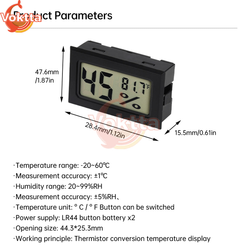Mini LCD Hygrometer - Indoor Temp & Humidity Sensor