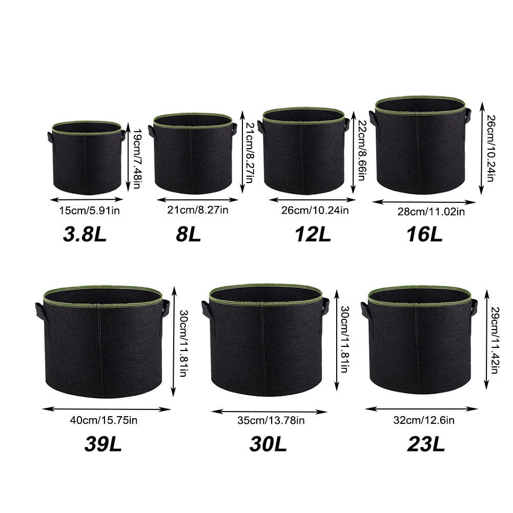Felt Grow Bags 1-10 Gallon: Reusable Plant Pots with Handles