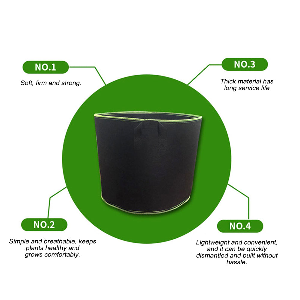 Felt Grow Bags 1-10 Gallon: Reusable Plant Pots with Handles