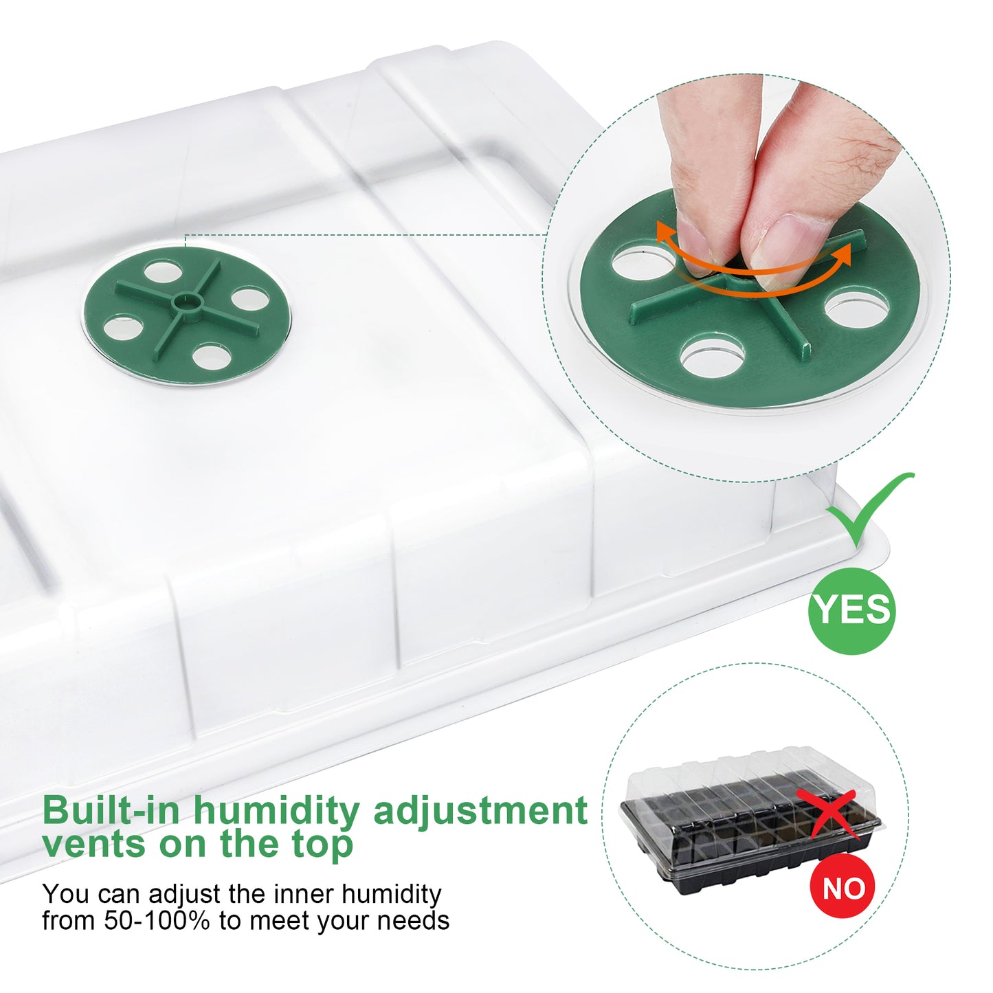 Seed Tray 3pcs, 40-Cell Propagator with Cover for Greenhouse