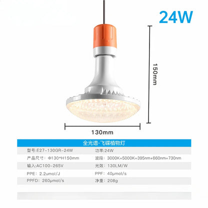 24W PAR130 E27 Full Spectrum Led Grow Light For Plants Phyto Light Greenhouse Lamp Plants Seeds Veg LED Flower Growing Lights
