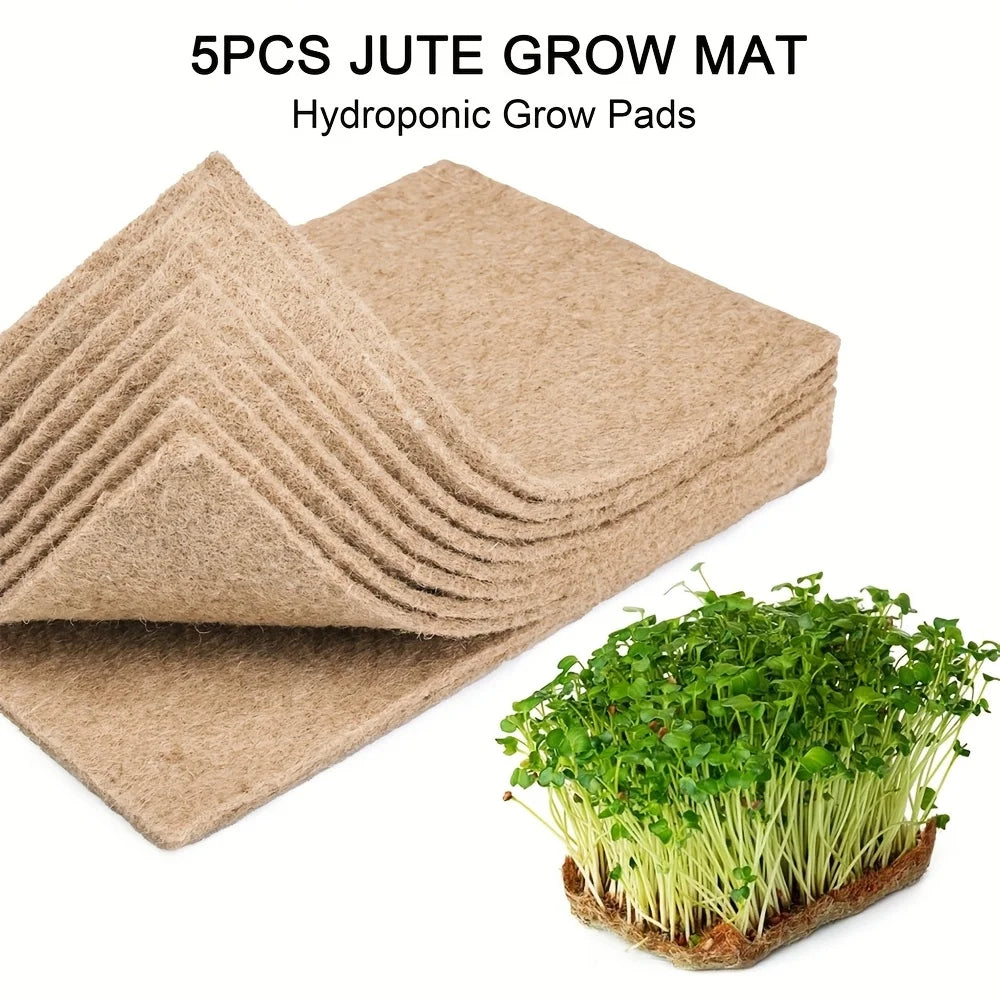 5Pcs Felt Cloth Plant Propagation Pad For Agricultural & Horticultural Seeding Mat Jute Fiber Grow Mat Hydroponic Grow Pads