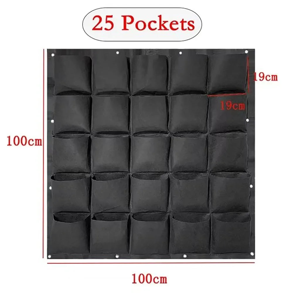 Multi-pocket Green Vertical Hanging Garden Planter Vegetable Fruit Flower Pots Bag Wall Mount Hanging Grow Bags Seeding Pots