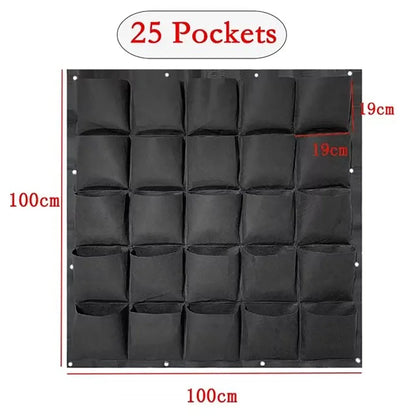 Multi-pocket Green Vertical Hanging Garden Planter Vegetable Fruit Flower Pots Bag Wall Mount Hanging Grow Bags Seeding Pots
