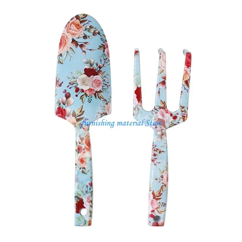 Floral Garden Tool Set for Women - Stainless Trowel & Fork