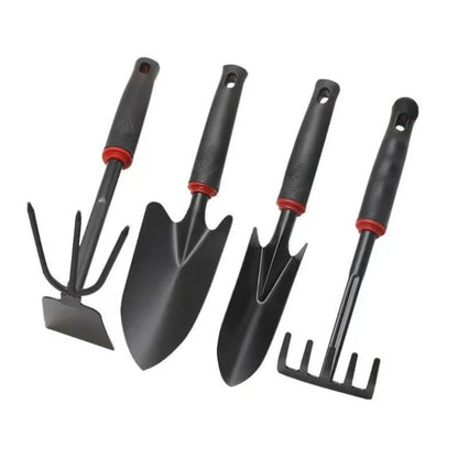 4 Piece Mini Gardening Tool Set with Trowel Rake Hoe for Flower Vegetable Planting Outdoor Home Hand Gardening Equipment