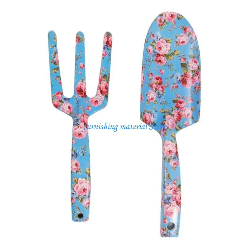 Floral Garden Tool Set for Women - Stainless Trowel & Fork