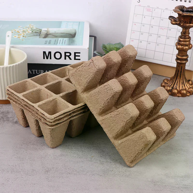 5pcs Tools 12 Hole Plant Nursery Seed Tray Pulp Biodegradable Gardening Sowing Tray Seed Planter Hydroponics Growing System