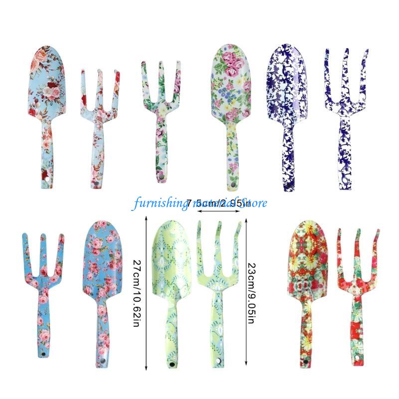 Floral Garden Tool Set for Women - Stainless Trowel & Fork