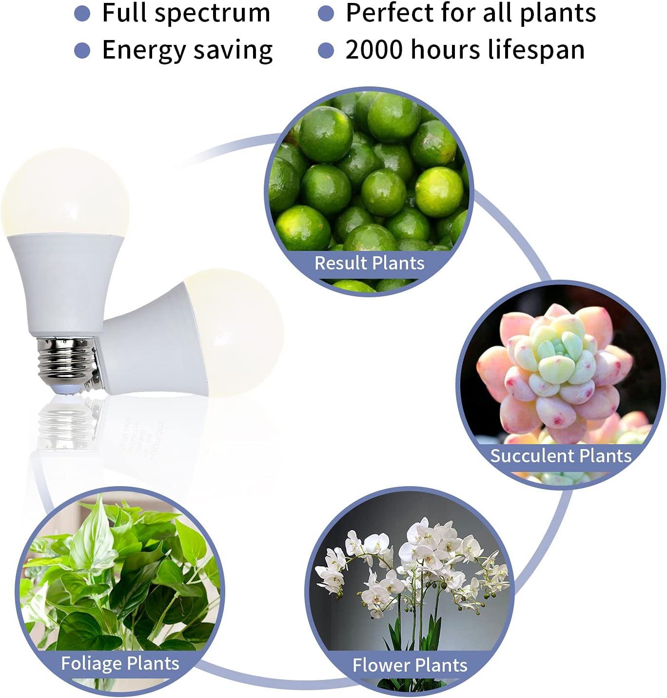 LED Grow Light Bulbs A19/A60 Full Spectrum E27 Base 11W