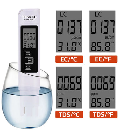 PH Meter & TDS Meter: Digital Water Quality Tester 0-14