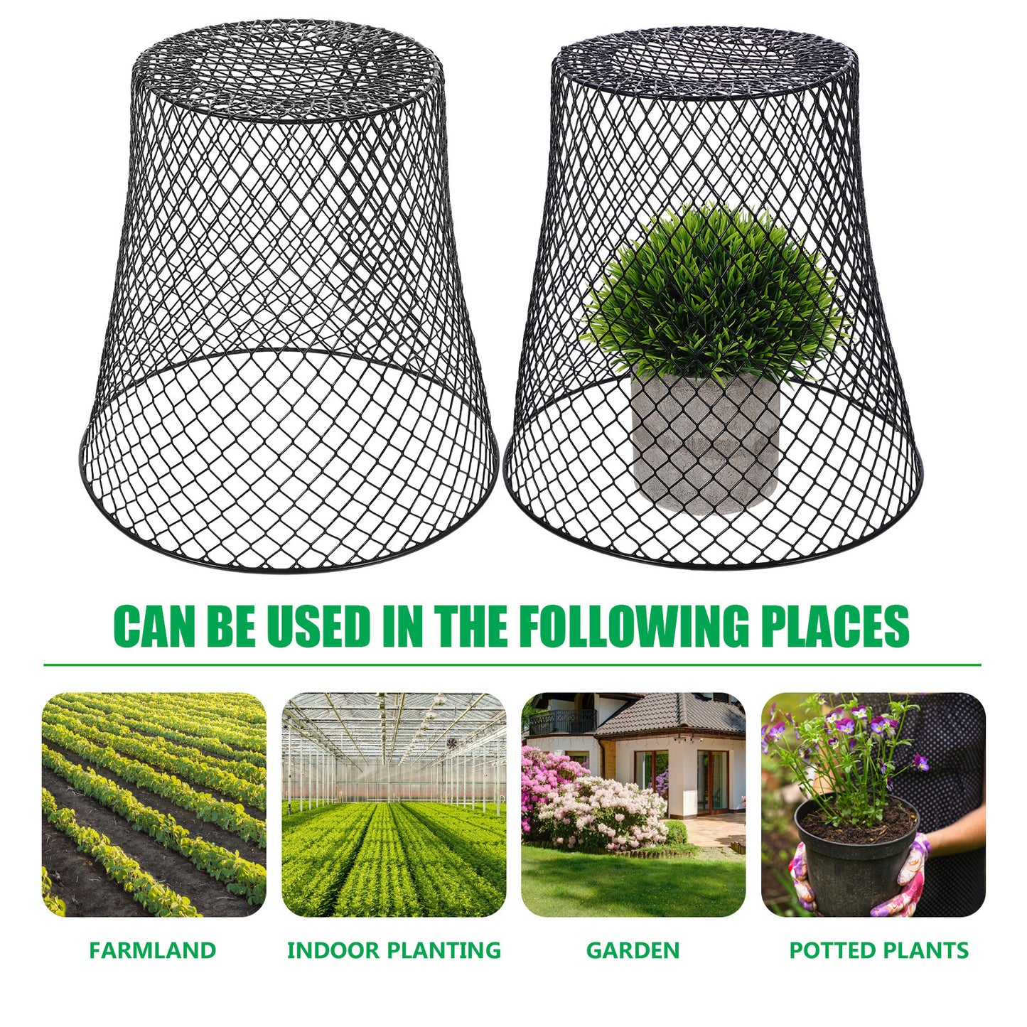 Plant/Crop Protective Cover Cage Set: Iron Mesh, Reusable & Sturdy