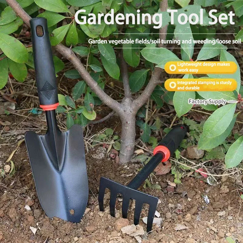 Mini Gardening Tool Set: Trowel, Rake, Hoe - 4 Piece Kit