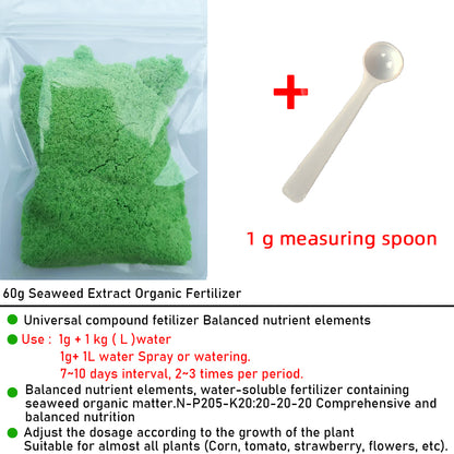 Seaweed Extract Organic Fertilizer 60g: Organic 20-20-20 for Bonsai