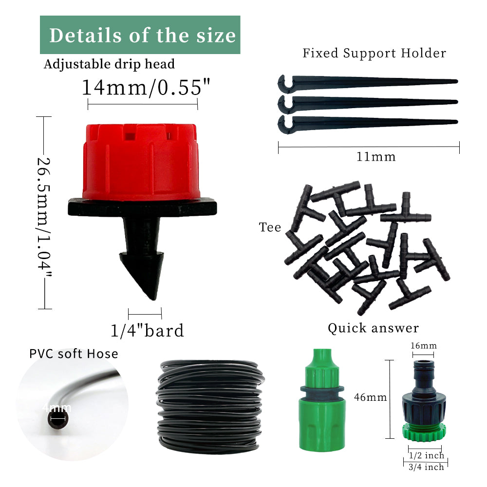 Greenhouse Irrigation Dripper System 10M-30M Automatic Watering
