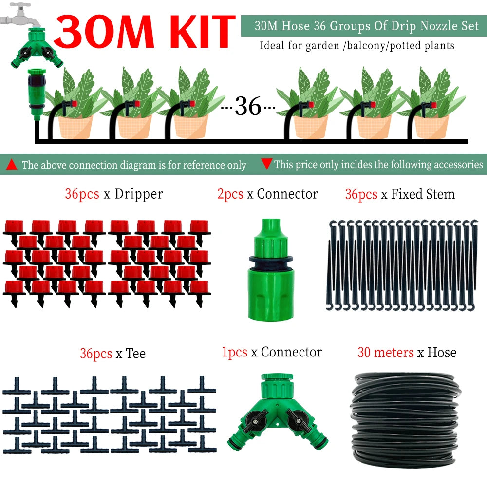 Greenhouse Irrigation Dripper System 10M-30M Automatic Watering