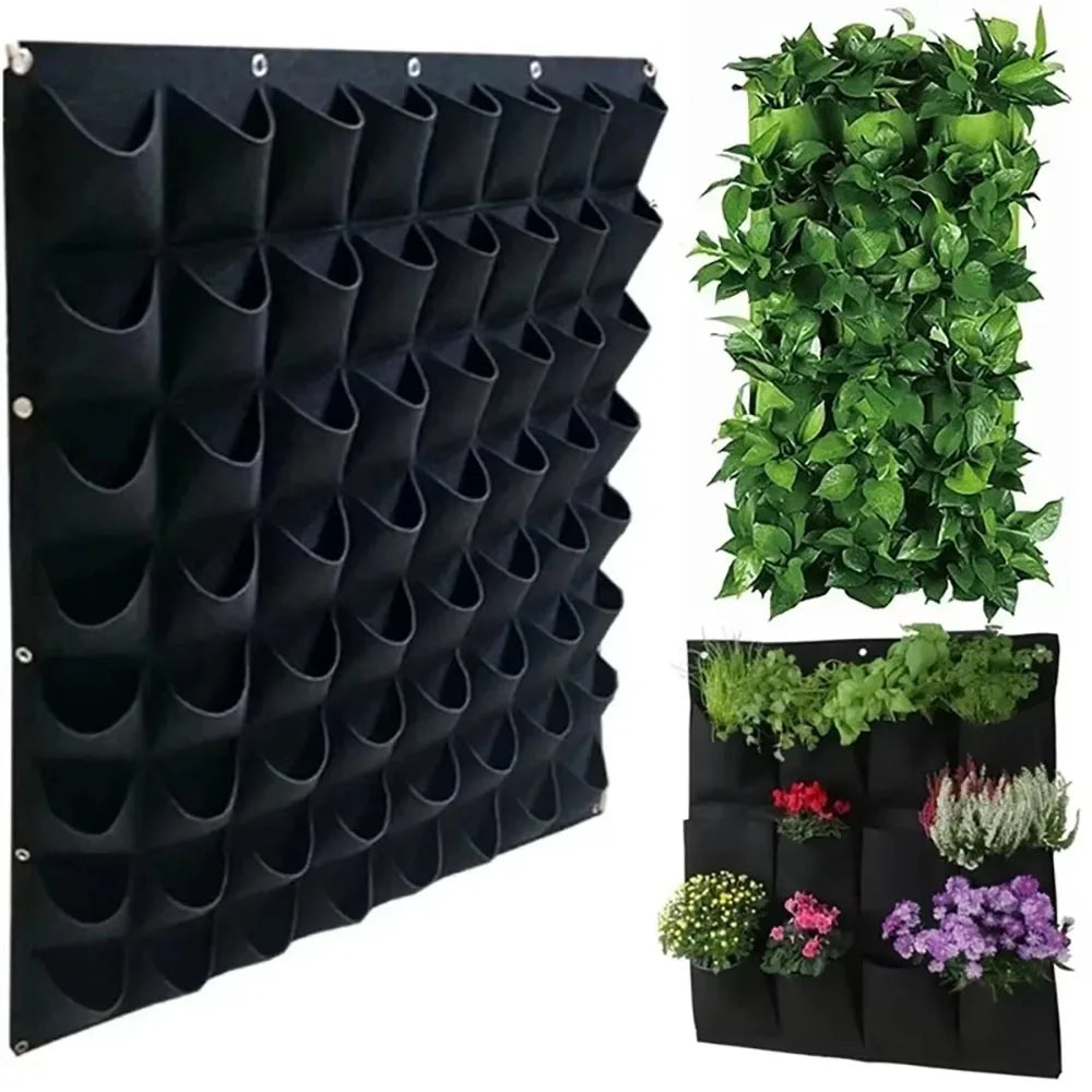 Multi-pocket Green Vertical Hanging Garden Planter Vegetable Fruit Flower Pots Bag Wall Mount Hanging Grow Bags Seeding Pots
