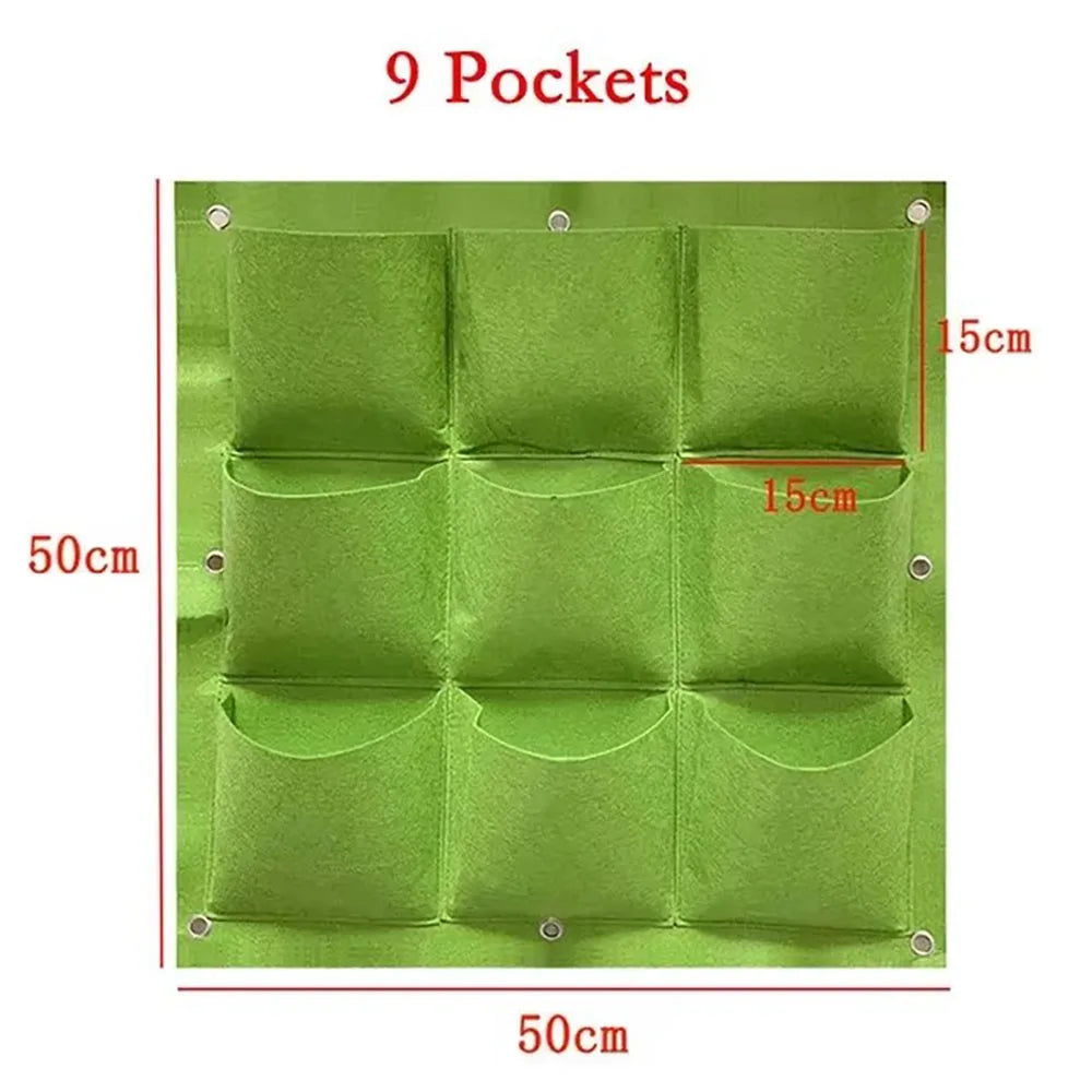 Multi-pocket Green Vertical Hanging Garden Planter Vegetable Fruit Flower Pots Bag Wall Mount Hanging Grow Bags Seeding Pots