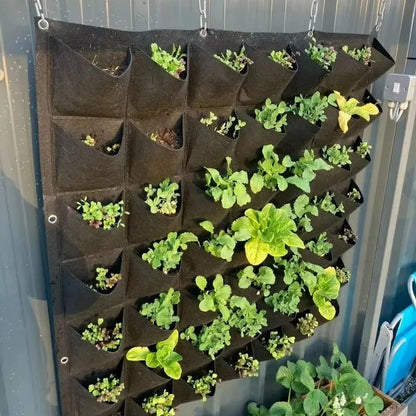 Multi-pocket Green Vertical Hanging Garden Planter Vegetable Fruit Flower Pots Bag Wall Mount Hanging Grow Bags Seeding Pots