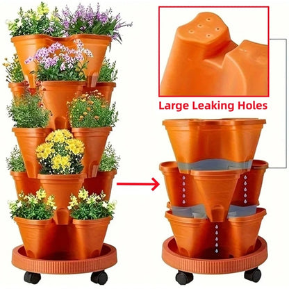 Stackable 3D Flower Pot Set - Vertical Garden Planter