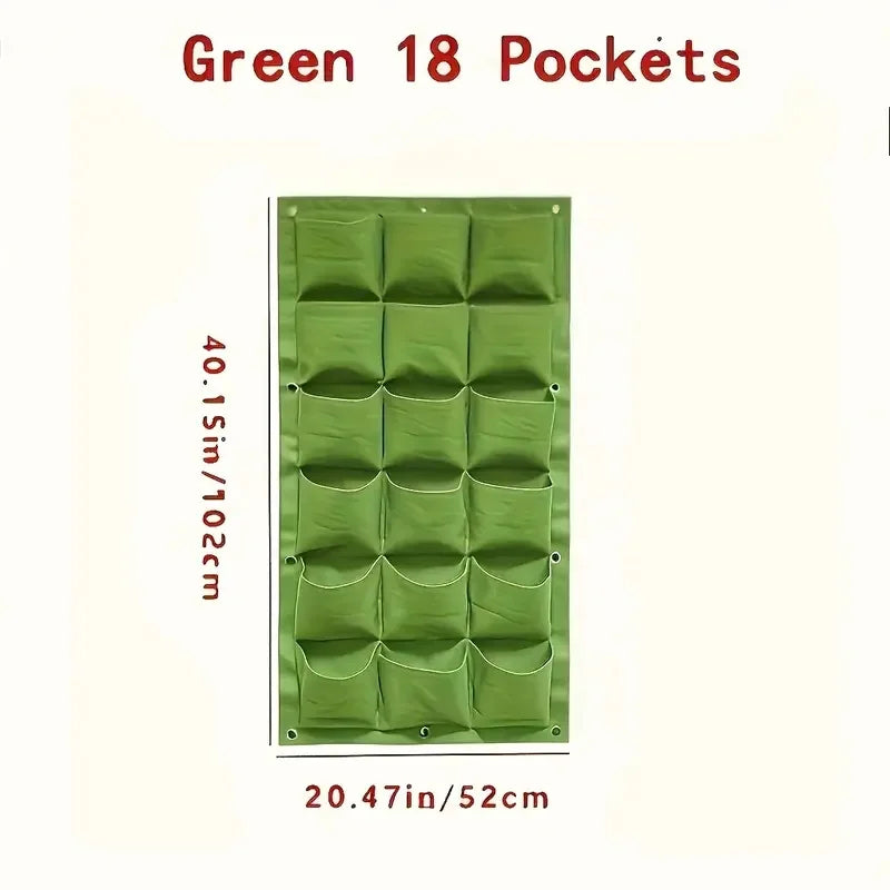 18-Pocket Vertical Garden Indoor/Outdoor Planter, Wall-Mounted Bag for Balcony/Patio. Grow herbs & vegetables indoors/outdoors. Space-saving.