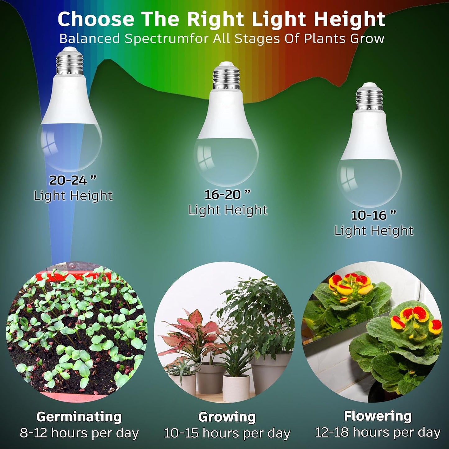 LED Grow Light Bulbs A19/A60 Full Spectrum E27 Base 11W