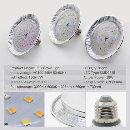 18W Full Spectrum LED Grow Light for Plants & Flowers