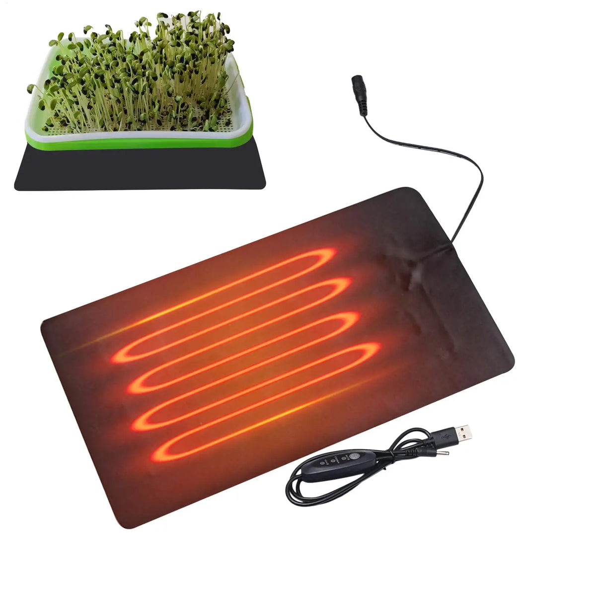 8.5W Plant Heat Mat PVC Leather Plant Warming Mat Indoor 45-50 USB Warm Hydroponics Heating Pad For Indoor Plants Reptiles