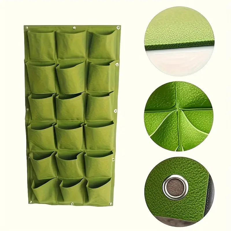 18-Pocket Vertical Garden Indoor/Outdoor Planter, Wall-Mounted Bag for Balcony/Patio. Grow herbs & vegetables indoors/outdoors. Space-saving.