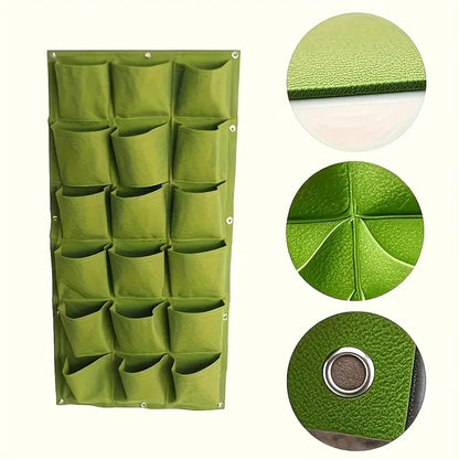 18-Pocket Vertical Garden Indoor/Outdoor Planter, Wall-Mounted Bag for Balcony/Patio. Grow herbs & vegetables indoors/outdoors. Space-saving.