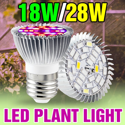 LED Grow Light Bulb 28W E27/E26 Full Spectrum for Indoor Plants