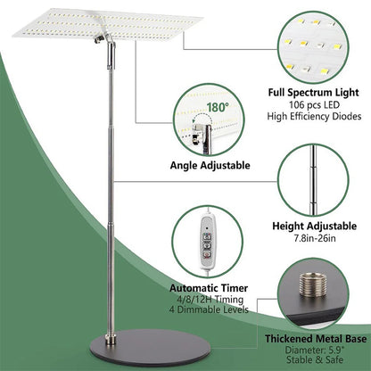 Plant Grow Light Height Adjustable Hydroponics Growing Light IP54 Waterproof Desktop Grow Lamp for Seedlings Indoor Plants