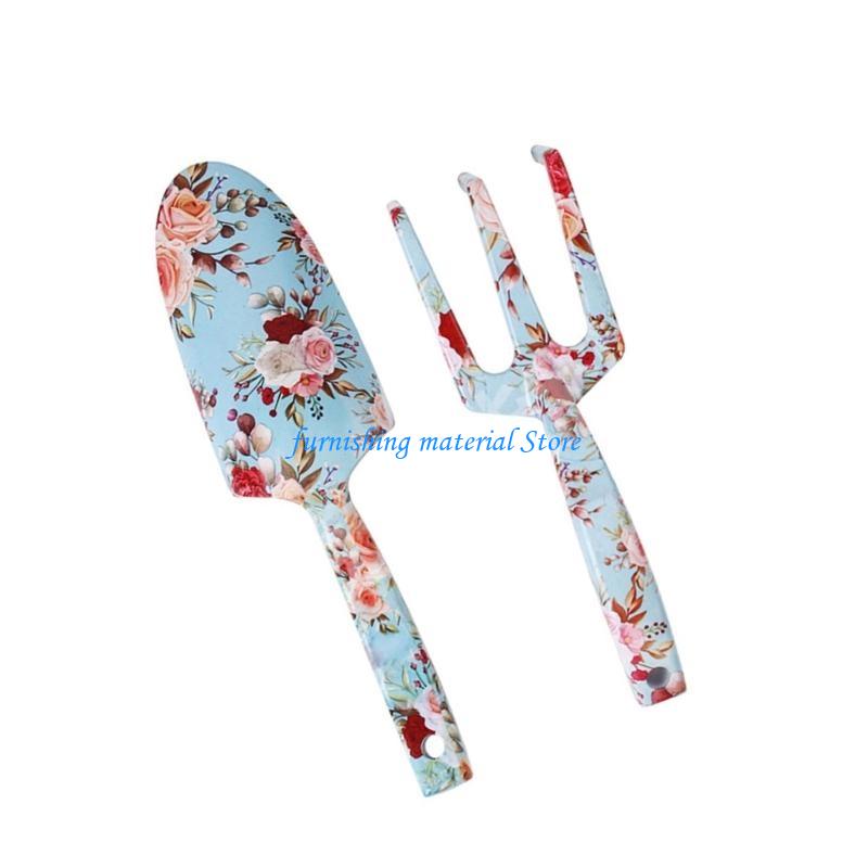 Floral Garden Tool Set for Women - Stainless Trowel & Fork