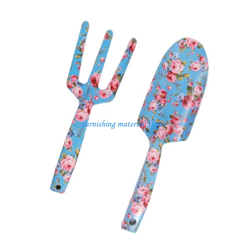 Floral Garden Tool Set for Women - Stainless Trowel & Fork