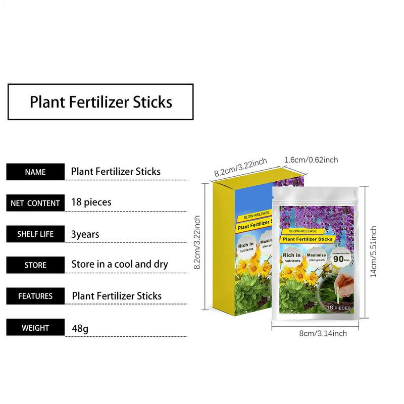 Plant Fertilizer Food Spikes - Slow Release Fertilizer, 18 Pack