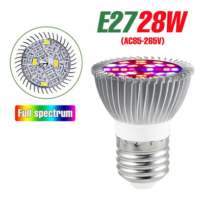 LED Grow Light Bulb 28W E27/E26 Full Spectrum for Indoor Plants