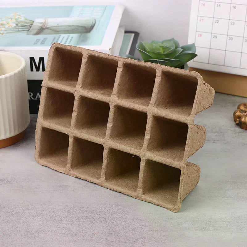 5pcs Tools 12 Hole Plant Nursery Seed Tray Pulp Biodegradable Gardening Sowing Tray Seed Planter Hydroponics Growing System