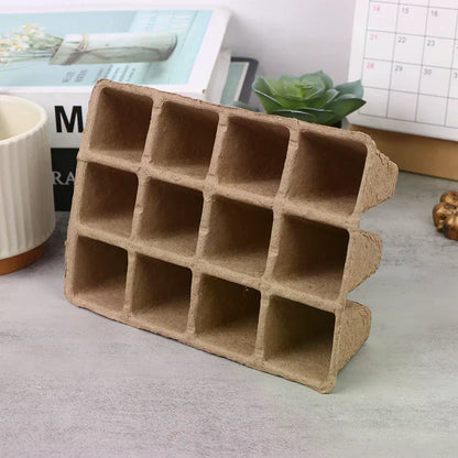 5pcs Tools 12 Hole Plant Nursery Seed Tray Pulp Biodegradable Gardening Sowing Tray Seed Planter Hydroponics Growing System