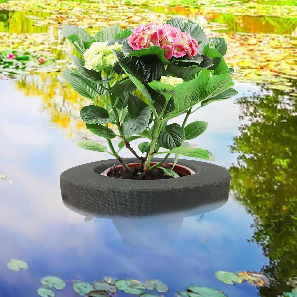 Pond Planter Basket Durable Nonwoven Fabric Flowerpot Floating Island for Outdoor Hydroponic Gardening