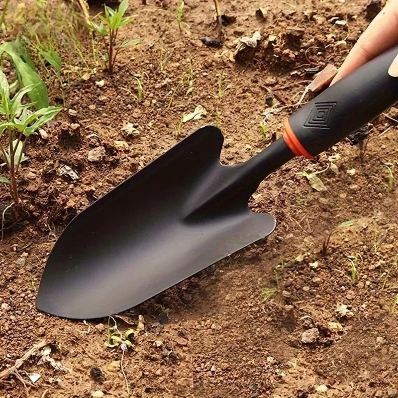 Metal Garden Trowel - Ergonomic Handle, Orange Trim
