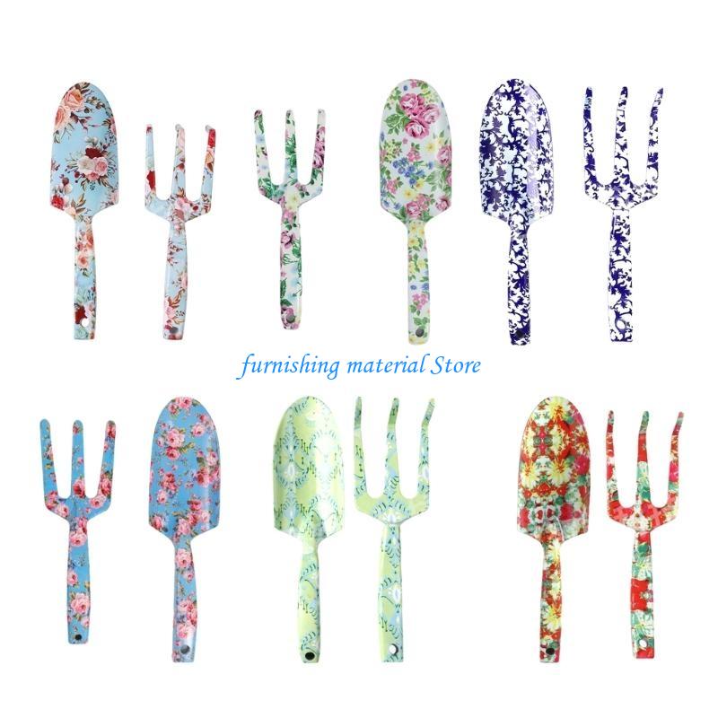 Floral Garden Tool Set for Women - Stainless Trowel & Fork