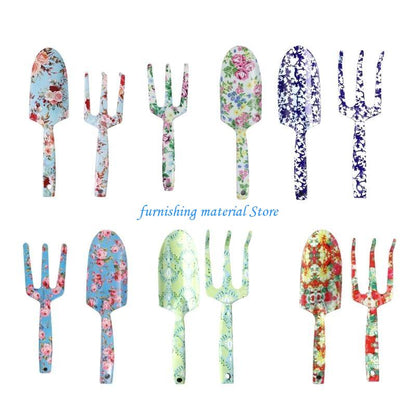Floral Garden Tool Set for Women - Stainless Trowel & Fork