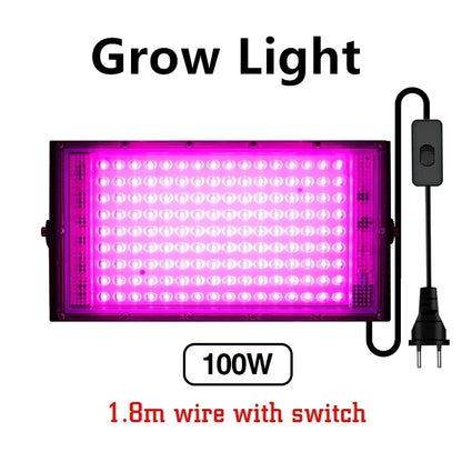Full Spectrum LED Grow Light Phyto Lamp AC 220V 50W 100W with EU Plug for Greenhouse Hydroponic Plant Growth Floodlight Lighting
