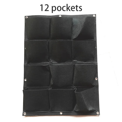 Multi-pocket Green Vertical Hanging Garden Planter Vegetable Fruit Flower Pots Bag Wall Mount Hanging Grow Bags Seeding Pots