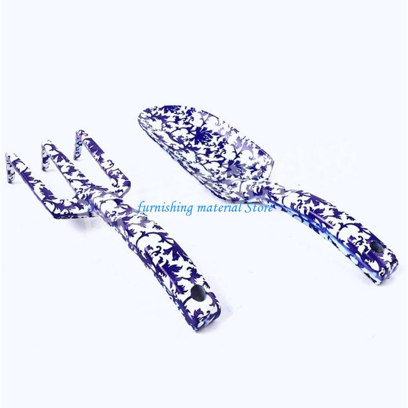 Floral Garden Tool Set for Women - Stainless Trowel & Fork