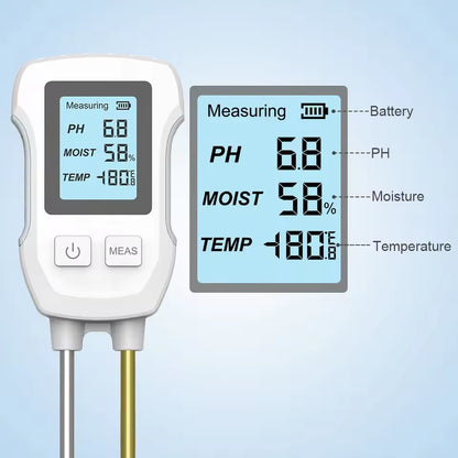 LCD Soil pH Meter: 3-in-1 Digital Tester for Garden & Plants