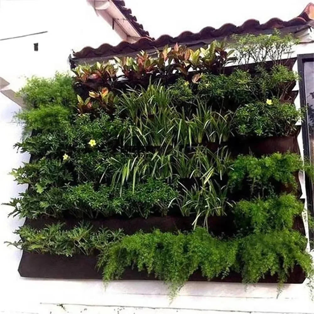 Multi-pocket Green Vertical Hanging Garden Planter Vegetable Fruit Flower Pots Bag Wall Mount Hanging Grow Bags Seeding Pots