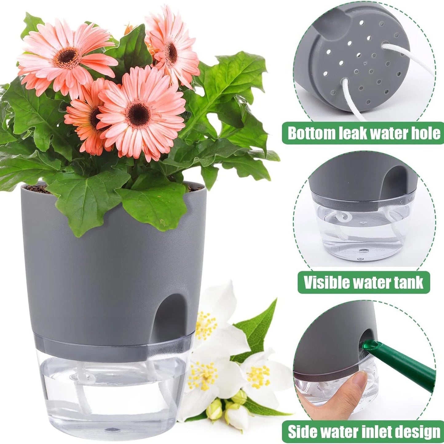 8.2cm Hydroponic Pot Self Watering Flower Pot Liquid Farming Soilless Cultivation Planter Cotton Rope Watering